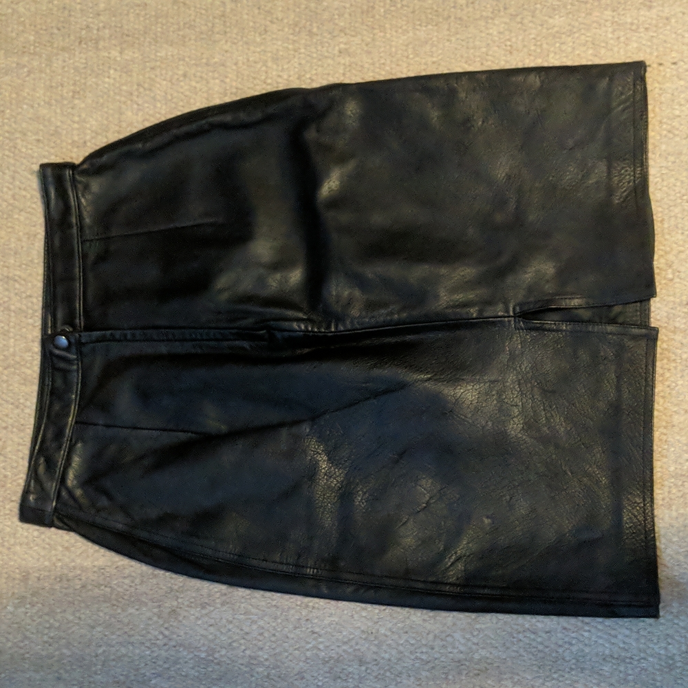 Vintage Sarah Taylor 80s Genuine Leather Skirt View 2